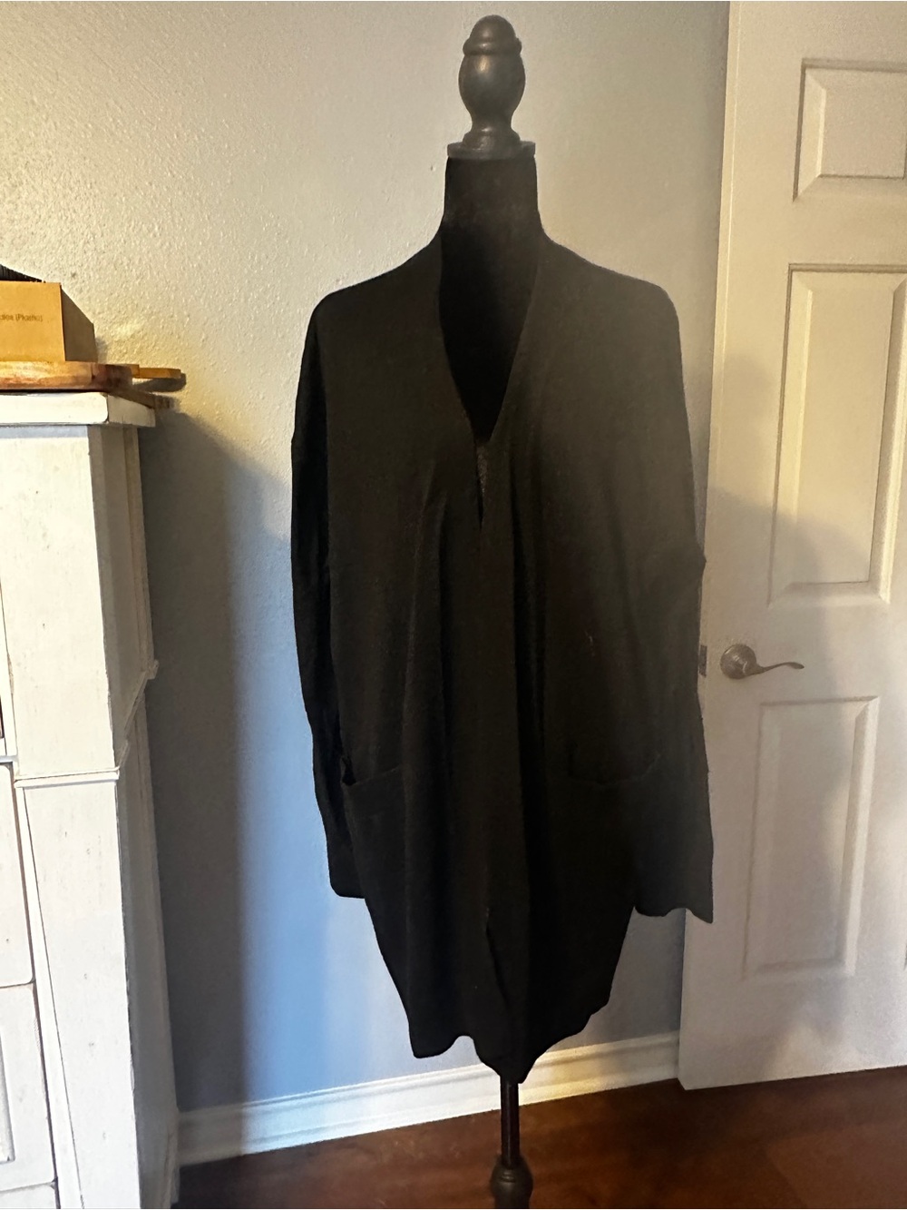 Black Women's Open-Front Sweater Cardigan
